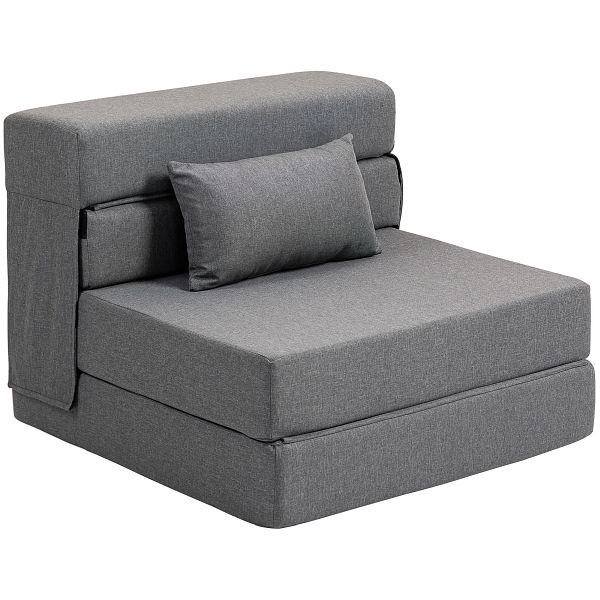 HOMCOM Bodensofa, Polstercouch, in Matratze umwandelbar, Schaumstoff, Kissen, Grau, 83B-364V00GY