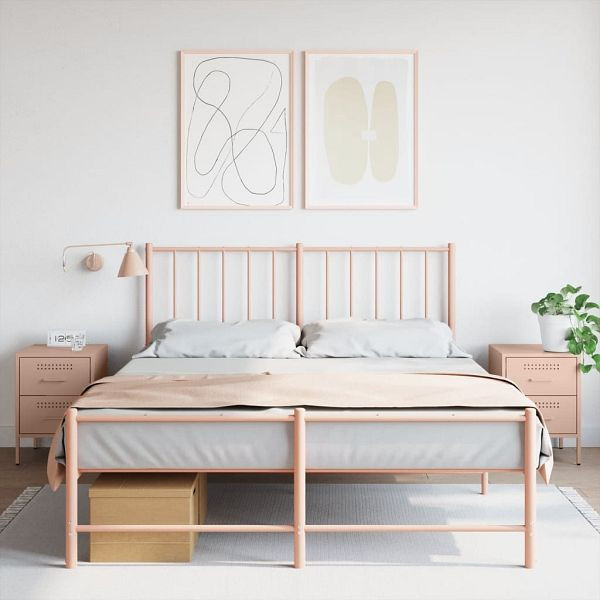 vidaXL Nachttische 2 Stück Rosa 36x39x50,5 cm Stahl, 842925