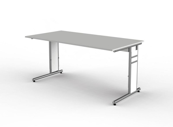 Kerkmann Schreibtisch mit C-Fuß-Gestell, Form 4, B 1600 x T 800 x H 680-820 mm, lichtgrau, 11410611