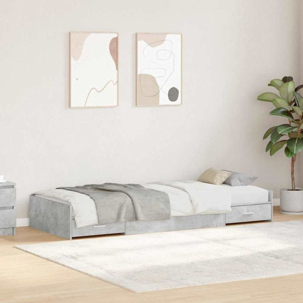 vidaXL Bett mit Stauraum mit Kopfteil Beton Grau 80 x 200 cm Holzwerkstoff, 3335240