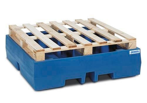 DENIOS Auffangwanne PolySafe ECO aus Polyethylen (PE), für 4 Fässer à 200 Liter auf 1 Chemiepalette, 160570