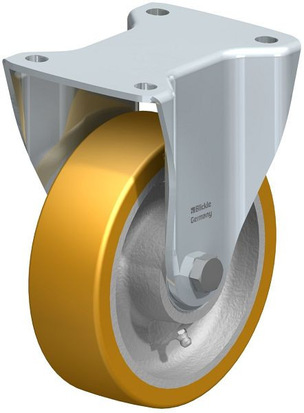 Blickle BH-GTH 160K Stahlblech-Bockrolle, Schwerlast-Ausführung, mit Anschraubplatte, Blickle Extrathane®, Hellbraun, 267088