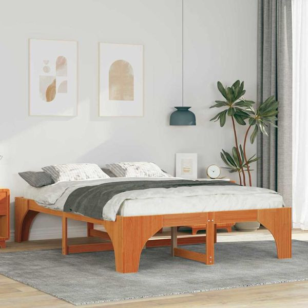 vidaXL Bodenbettgestell Braun 140 x 200 cm Massivholz Kiefer, 872988