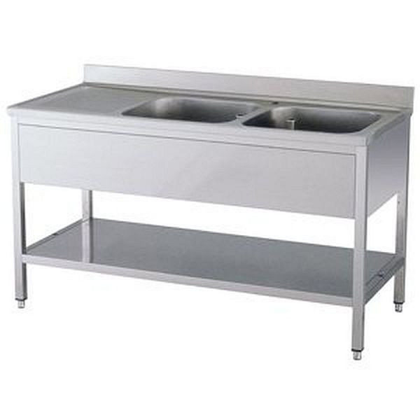 KBS Spültisch 2 Becken rechts mit Aufkantung, 160x60x90cm, 91612102