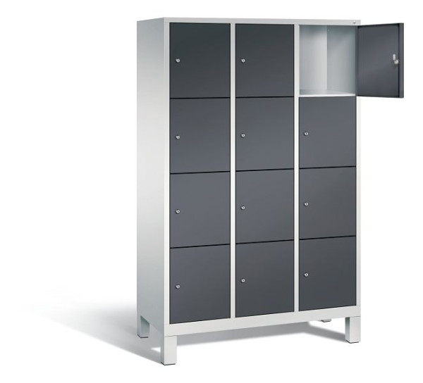 C+P Schließfachschrank Evolo, H1850xB1200xT500mm, Farbe: Lichtgrau / Schwarzgrau, 48010-324 S10136