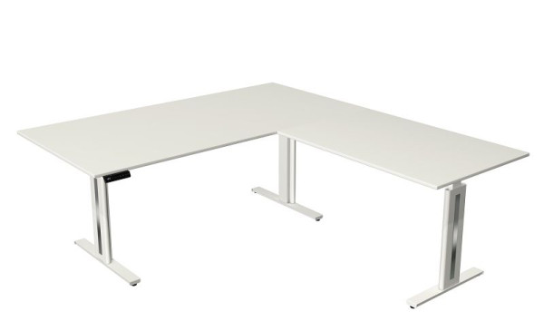 Kerkmann Sitz-/Stehtisch Move 3 fresh, B 2000 x T 1000 mm, Anbauelement 1200 x 800 mm, elektrisch verstellbar von 720-1200 mm, weiß, (Montage), 10186610-1