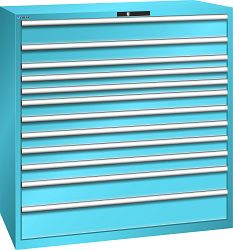 LISTA Schubladenschrank 78x36E (BxTxH) 1431x725x1450mm KEY Lock, Lichtblau, 12 Schubladen, Fronthöhen: 75-200mm, 78.872.010