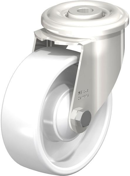 Blickle LEXR-PO 100KD Edelstahl-Lenkrolle mit Rückenloch, Polyamid, Weiß, 685040
