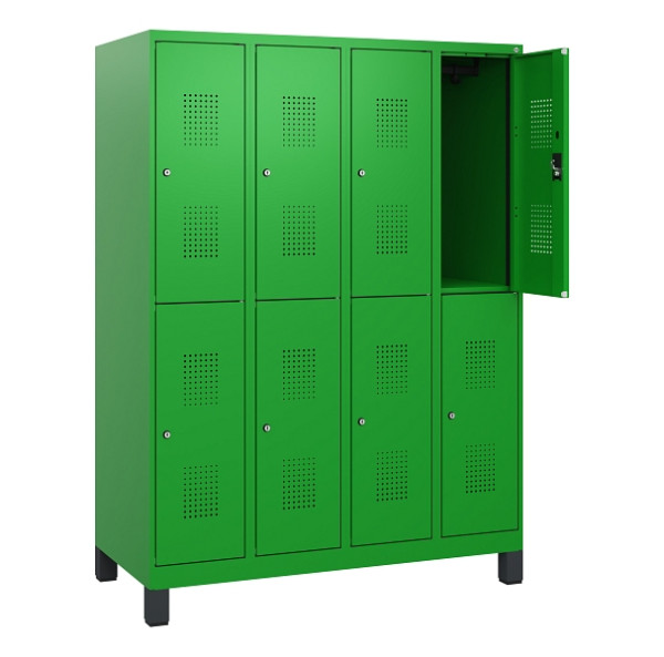 C+P Doppelstöckiger Spind Evolo PLUS, Füße, 8 Fächer, 1630x1200x500mm, 6037/6037, Zylinderschloss, 0493105-40 S10077