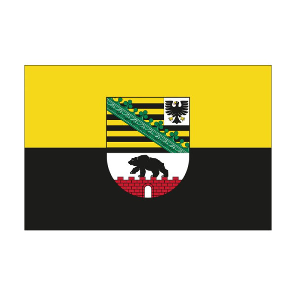 Stein HGS Landesflagge Sachsen-Anhalt, 150 x 250 cm (Querformat), mit Seil und Schlaufe, FlagTop 110 g/m², für Fahnenmasten ab 8 m, ohne Hohlsaum, 26600