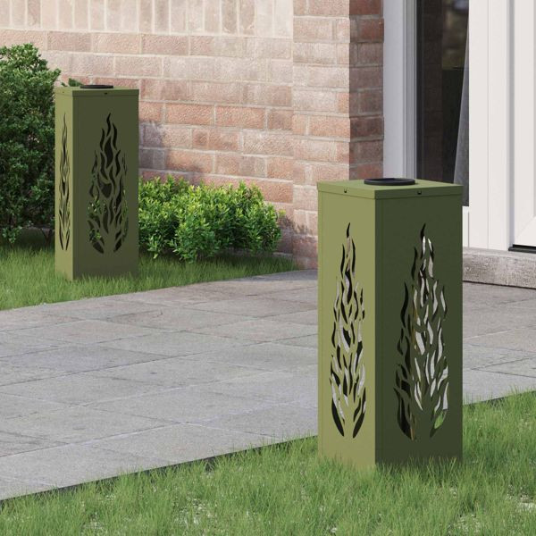 vidaXL Solar LED Weg Licht 2 pcs Olive Grün Kalt gewalzter Stahl, 879796