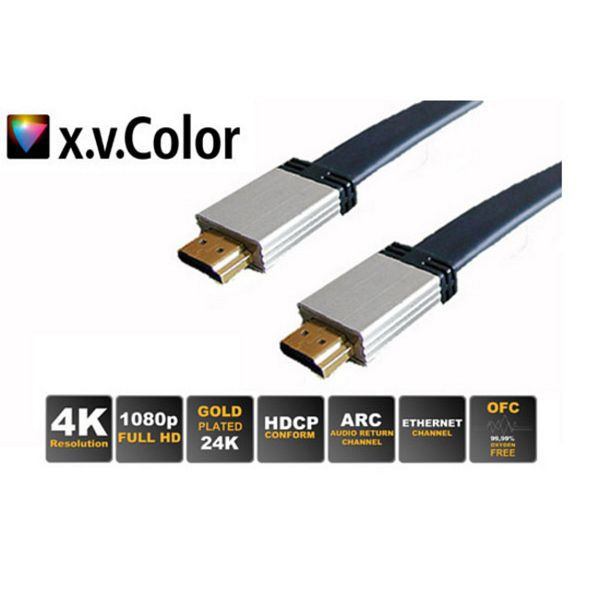 shiverpeaks PROFESSIONAL HDMI Stecker auf HDMI Stecker, verchromte Metall-Stecker, vergoldete Kontakte, FLACHKABEL, ULTRA HD, 3D, HEAC, 1,0m, SP77470-FLAT
