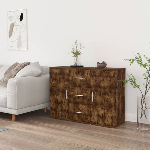vidaXL Sideboard Räuchereiche 91x29,5x65 cm Holzwerkstoff, 823347