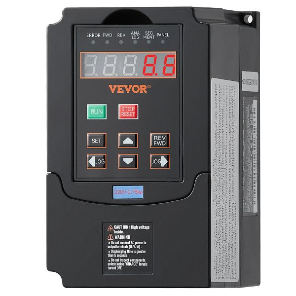 VEVOR Frequenzumrichter VFD 0,75kW 220V 1-/3-Phasen-Eingang auf 3-Phasen-Ausgang, BPQDQ075KW22HSLPSV7