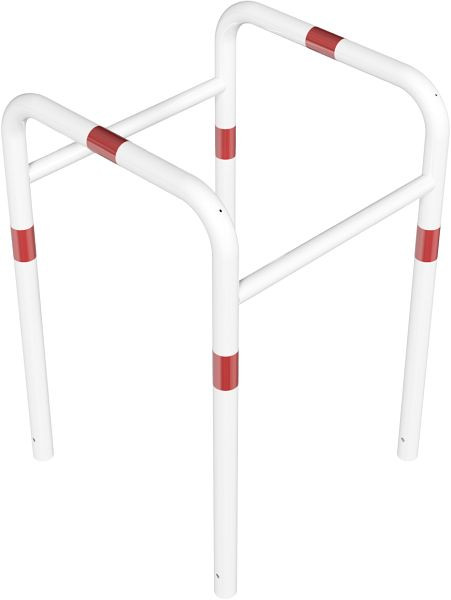 Schake Baum- und Säulenschutz, feuerverzinkt und weiß beschichtet mit rot reflektierenden Leuchtstreifen, Breite: 800 mm, zum Einbetonieren, 465_068B