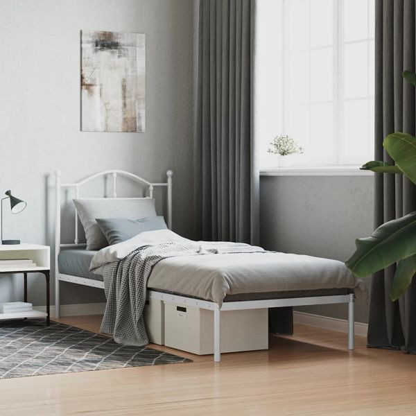 vidaXL Bettgestell mit Kopfteil Metall Weiß 90x190 cm, 353480