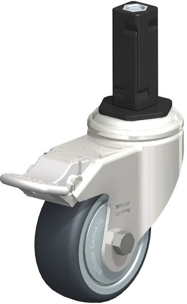 Blickle LKRXA-TPA 80KD-11-FI-FK-EXV13 Edelstahl-Apparate-Lenkrolle mit Expander & Feststeller, Thermoplastisches Gummi-Elastomer, Grau, 853135