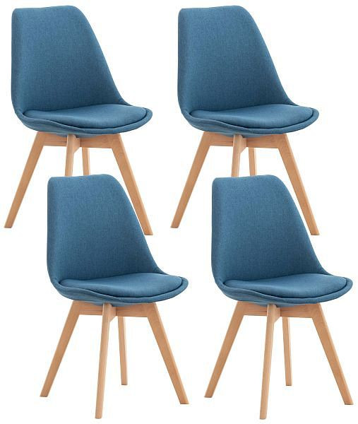 CLP 4er Set Stuhl Linares Stoff, blau, 316347, 4251756438265