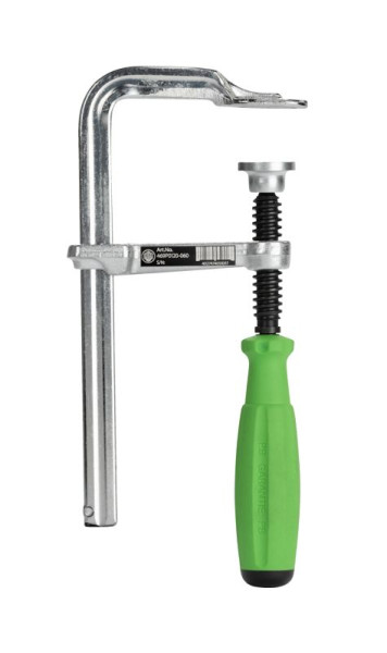 KUKKO Ganzstahl-Schraubzwinge VIRIDIS mit 2K-Komfortgriff, max. 600 mm Spannweite, 120 mm Ausladung, 469P0600-120-S