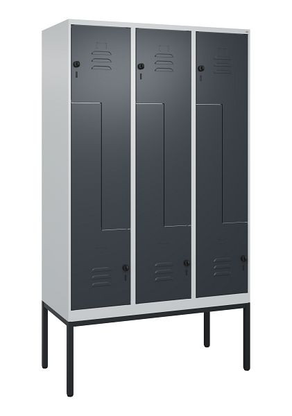 C+P Z-Spind Classic PLUS, Gestell, 6 Abteile, 2120x1200x500mm, 7035/7016, Drehriegel, 0800337-326 S10008