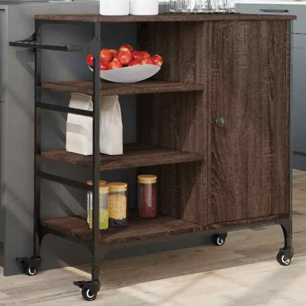 vidaXL Küchenwagen Braun Eichen-Optik 87,5x38,5x84,5 cm Holzwerkstoff, 842390