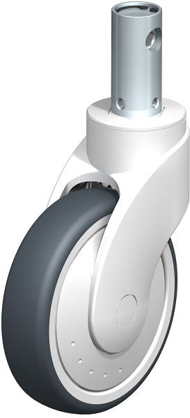Blickle LWK-TPA 126K-CS11-FK Kunststofflenkrolle WAVE mit Rückenloch & Feststeller, Thermoplastisches Gummi-Elastomer, Grau, 849196