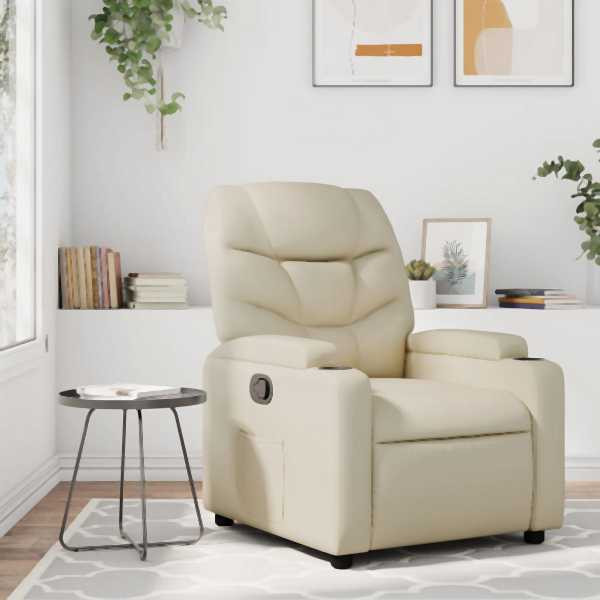 vidaXL Relaxsessel Creme Kunstleder, Füllung: Schaumstoff, 372466