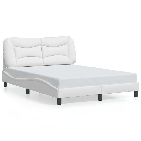 vidaXL Bettgestell mit LED Weiß 140x190 cm Kunstleder, 3213928
