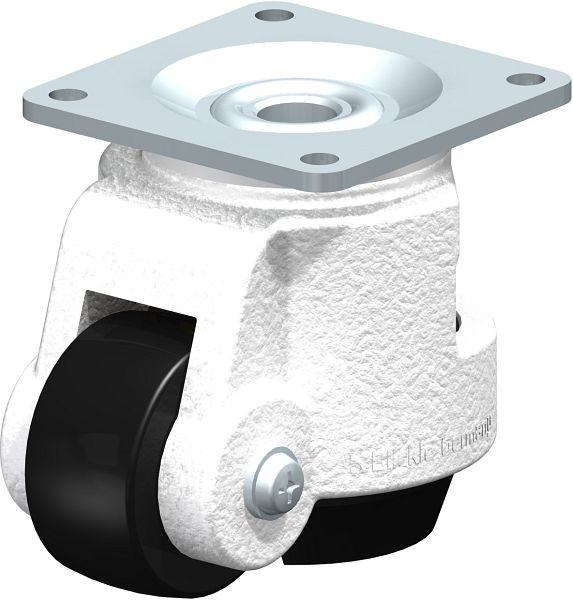 Blickle HRP-POA 50G Heberolle mit integriertem Feststellfuß & Anschraubplatte, Polyamid, Schwarz, 757019