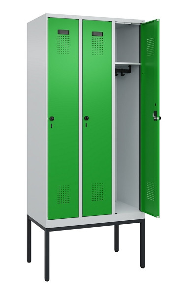 C+P Spind Evolo PLUS, Gestell, 3 Abteile, 2120x900x500mm, 7035/6037, Verschluss Drehriegel, Ablageböden 3, 0490307-30 S10011