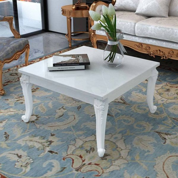 vidaXL Couchtisch 80x80x42 cm Hochglanz-Weiß, 243379
