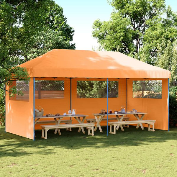 vidaXL Partyzelt Faltbar Pop-Up mit 3 Seitenteilen Orange, 4004945
