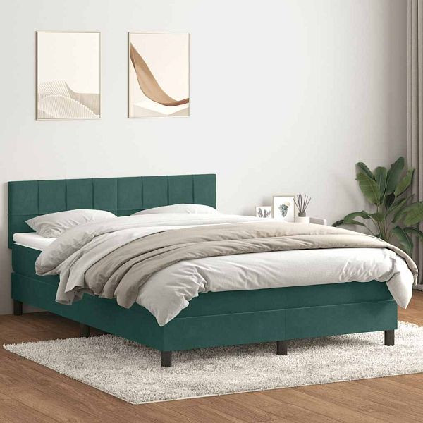 vidaXL Boxspringbett mit Matratze Dunkelgrün 160x220 cm Samt, 3316266