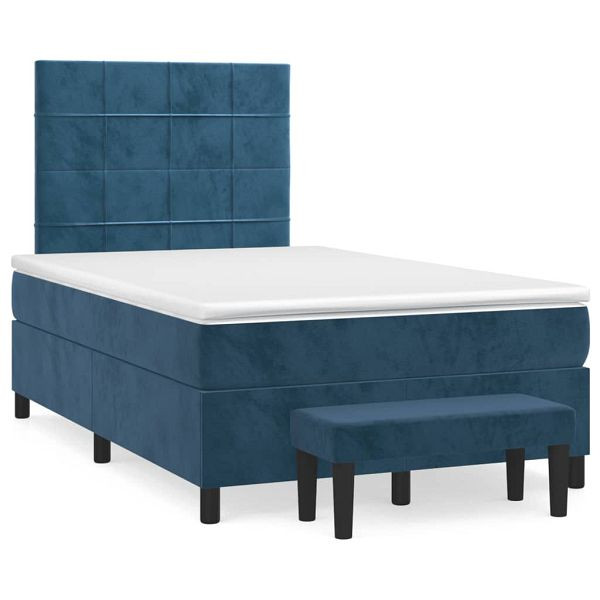 vidaXL Boxspringbett mit Matratze Dunkelblau 120x190 cm Samt, 3270473