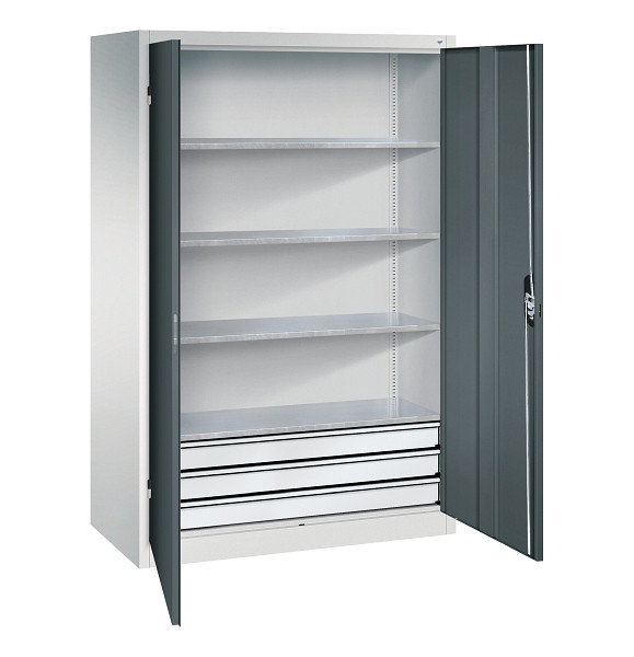 C+P Werkzeugschrank Acurado, H1950xB1200xT600mm, 7035/7016, 3 Einlegeböden, Traglast 70 kg, 8932-503 S10461