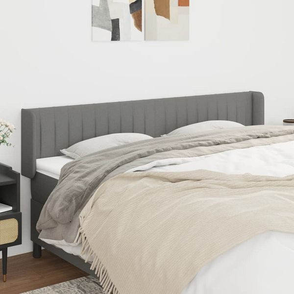 vidaXL Kopfteil mit Ohren Dunkelgrau 203x16x78/88 cm Stoff, 3119029