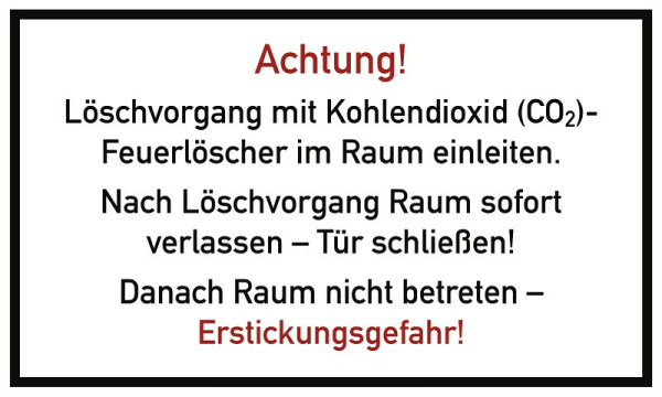 Moedel Löschvorgang mit CO2-Feuerlöscher im Raum, PVC-U selbstklebend, 250x150 mm, 103375