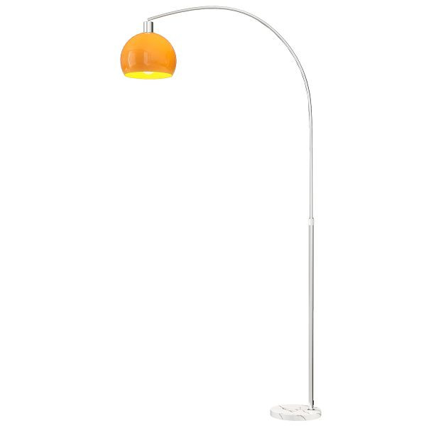 HOMCOM Bogenstandlampe mit Fußschalter, aus Marmor, Metall und Kunststoff, 26x90x180 cm, Weiß und Orange, B31-537V90OG