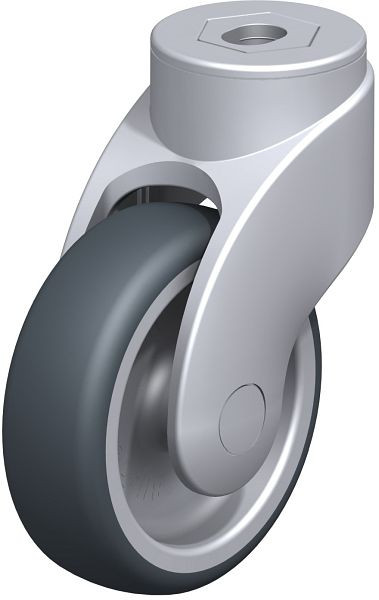 Blickle LWG-TPA 101G Kunststoff-Lenkrolle WAVE mit Rückenloch, Thermoplastisches Gummi-Elastomer, Grau, 744746