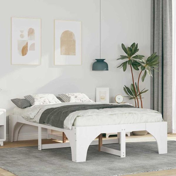 vidaXL Bodenbettgestell Weiß 120 x 190 cm Massivholz Kiefer, 872999