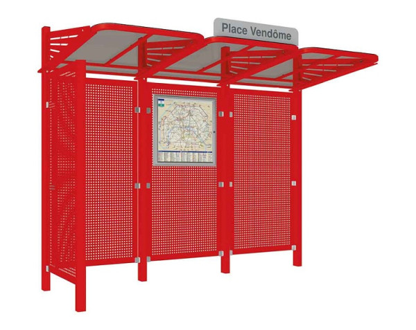 Procity Wartehalle Convi® Rückwand Und 1 Seitenverkleidung Links Aus Blech, Farbe RAL 3020, 529437.3020