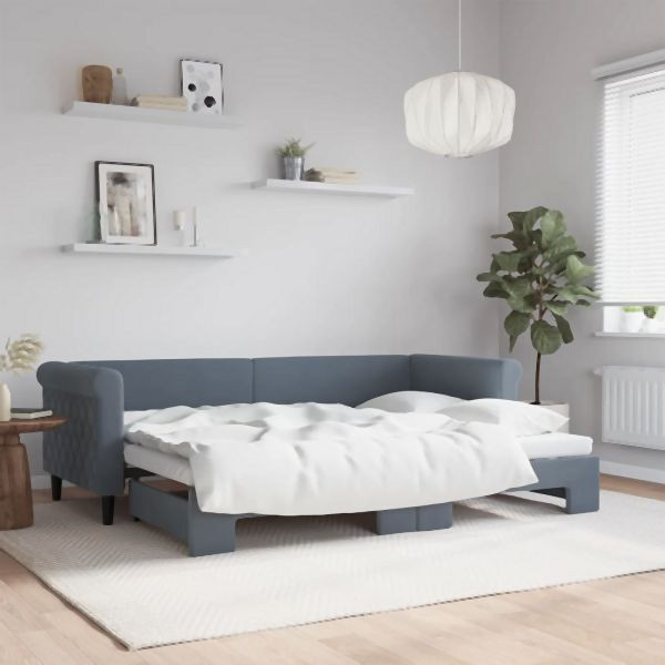 vidaXL Tagesbett Ausziehbar Dunkelgrau 80x200 cm Samt, 3197765