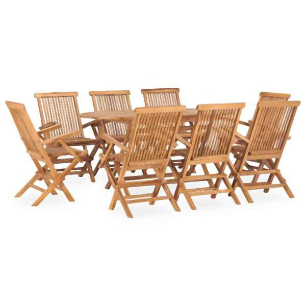 vidaXL 9-tlg. Garten-Essgruppe Klappbar Massivholz Teak, 3059971