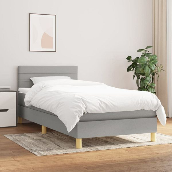 vidaXL Boxspringbett mit Matratze Hellgrau 80x200 cm Stoff, 3140649