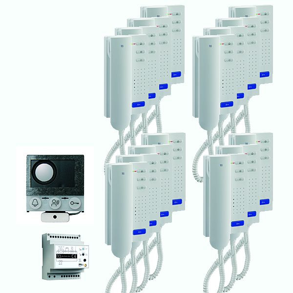 TCS audio:pack Einbau für 15 Wohneinheiten, mit Einbaulautsprecher ASI12000 + 15 x Türtelefon ISH3030 + Steuergerät BVS20, PAIH150/004