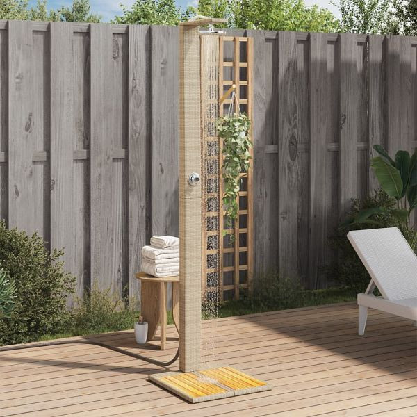 vidaXL Gartendusche Beige 50x55x224 cm Poly Rattan und Akazienholz, 368208