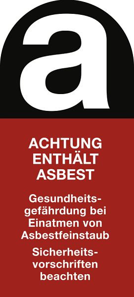 Moedel Kennzeichnung für asbesthaltige Stoffe, Folie, 25x60 mm, VE: 3 Stück/Bogen, 55432