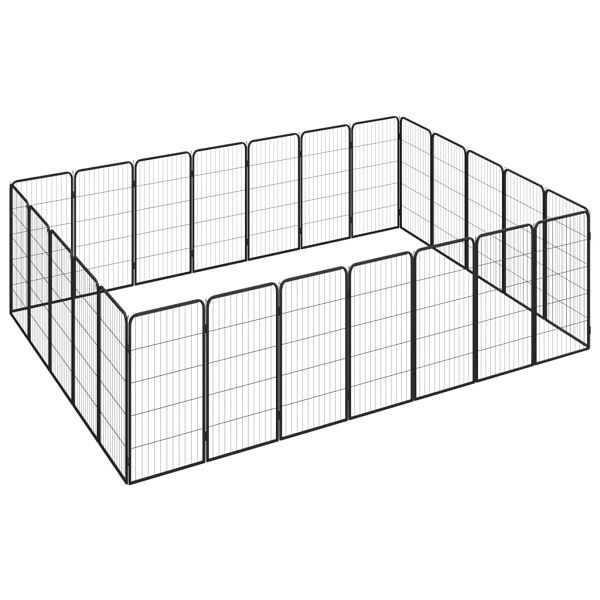 vidaXL 24-teilig Hundelaufstall Schwarz 50x100cm Stahl Pulverbeschichtet, 3115962