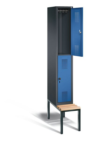 C+P Spind doppelstöckig Evolo, H2090xB320xT815mm, Farbe: Schwarzgrau / Enzianblau, 48350-10 S10012