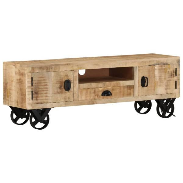 vidaXL TV-Schrank mit Rädern 110x30x37 cm Massivholz Mango, 328317